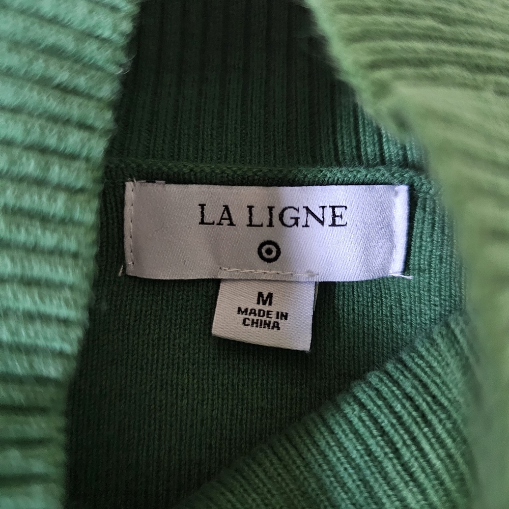 La Ligne X Target Mock Turtleneck Sweater Size M Green Stripe Sleeve - Picture 11 of 12
